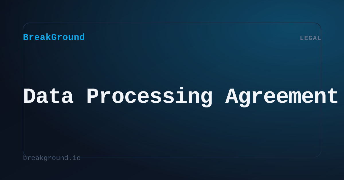 Data Processing Agreement | BreakGround