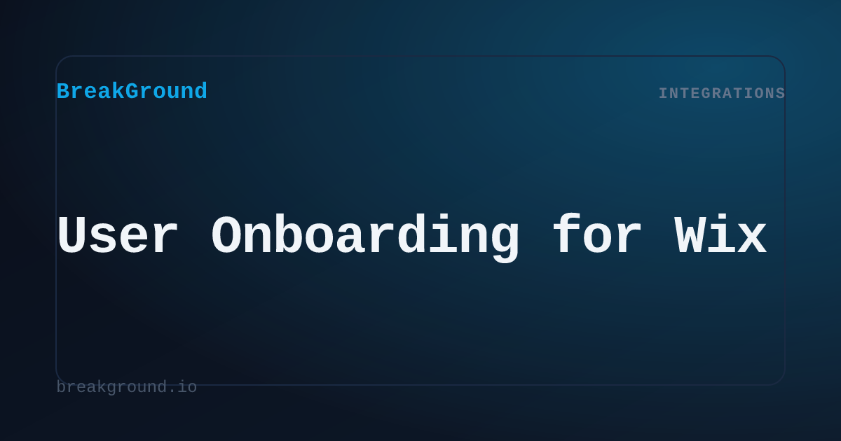 User Onboarding for Wix | BreakGround